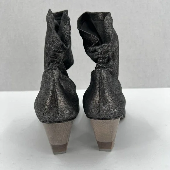 COCLICO Shoes Womens 37 Gray Metallic Juno Boot Stretch Anthracite Scrunch - Picture 3 of 12